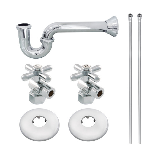 Kingston Brass KPK201 Gourmet Scape Plumbing Supply Kit with 1-1/2" P-Trap - 1/2" IPS Inlet x 3/8" Comp Oulet, Polished Chrome