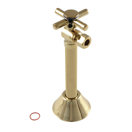 Kingston Brass CC83202DX Concord 1/2" Sweat x 3/8" O.D. Comp, Angle Shut Off Valve with 5" Extension, Polished Brass