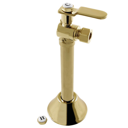 Kingston Brass CA8320PB Whitaker 1/2" Sweat x 3/8" O.D. Comp Angle Stop Valve with 5" Extension, Polished Brass