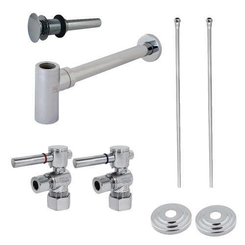 Kingston Brass CC53301DLTRMK1 Plumbing Sink Trim Kit with Bottle Trap and Drain (No Overflow), Polished Chrome