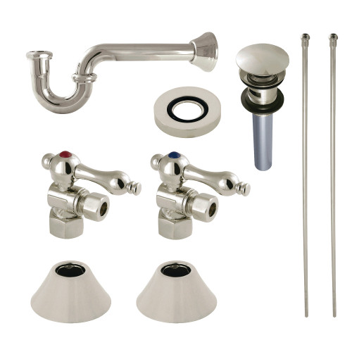 Kingston Brass  CC43106VOKB30 Traditional Plumbing Sink Trim Kit with P-Trap and Overflow Drain, Polished Nickel