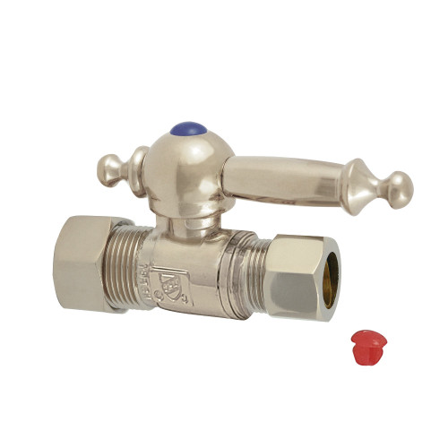 Kingston Brass CC44458TL 5/8" OD Comp X 1/2" OD Comp Straight Shut-Off Valve, Brushed Nickel