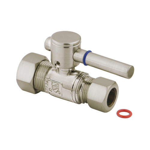 Kingston Brass CC44458DL 5/8" OD Comp X 1/2" OD Comp Straight Shut-Off Valve, Brushed Nickel