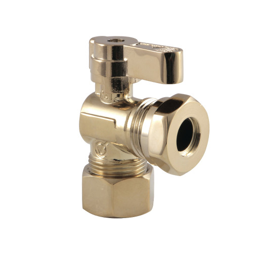 Kingston Brass KF5430PB 5/8" OD Comp X 1/2" or 7/16" Slip Joint Angle Stop Valve, Polished Brass