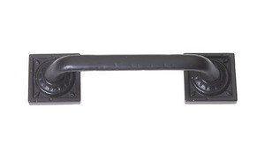 JVJ 42920 Oil Rubbed Bronze 96 mm (3.78") Pitted Door Pull with Round and Square Back Plates