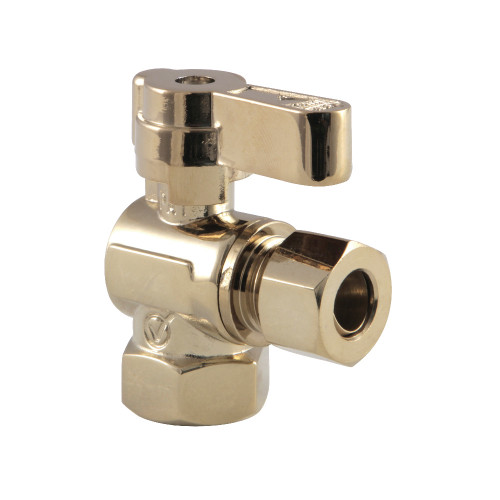 Kingston Brass KF3310PB 3/8" FIP X 3/8" OD Comp Angle Stop Valve, Polished Brass