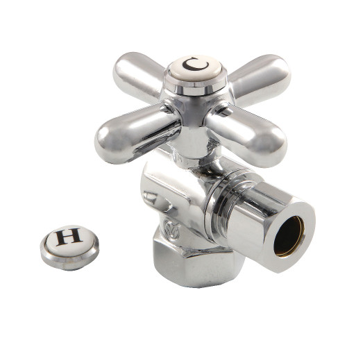 Kingston Brass CC33101X 3/8" IPS X 3/8" OD Comp Quarter-Turn Angle Stop Valve, Polished Chrome