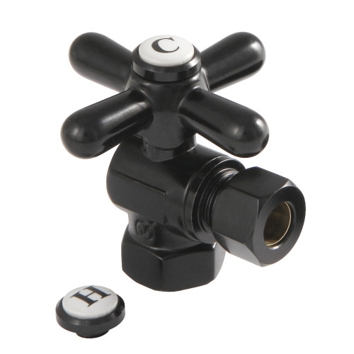 Kingston Brass CC33100X 3/8" IPS X 3/8" OD Comp Quarter-Turn Angle Stop Valve, Matte Black