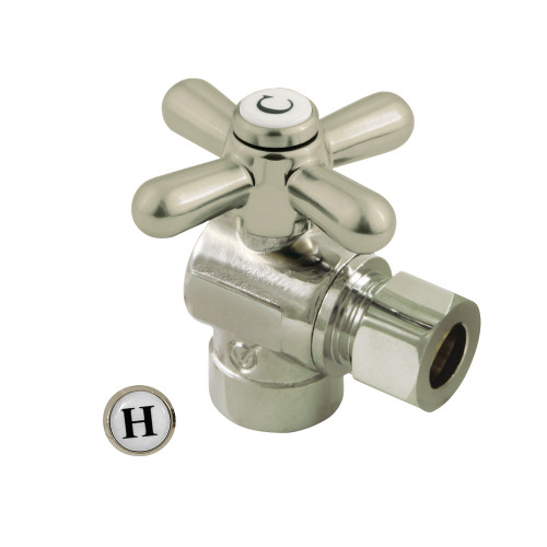 Kingston Brass CC43208X 1/2" Sweat x 3/8" OD Comp Angle Stop Valve, Brushed Nickel