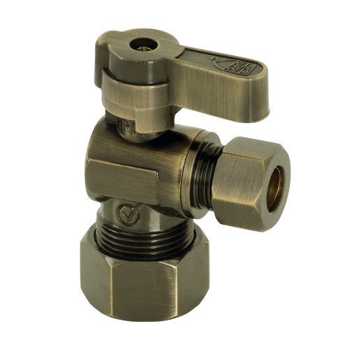 Kingston Brass KF5330AB 5/8" OD Comp x 3/8" OD Comp Angle Stop Valve, Antique Brass