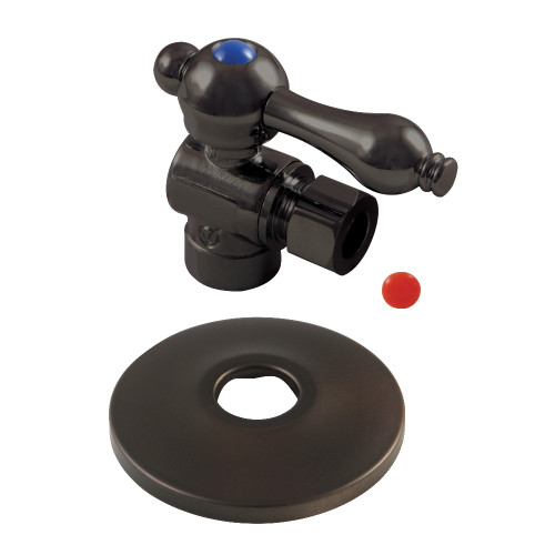 Kingston Brass CC43205K 1/2" Sweat x 3/8" OD Comp Quarter-Turn Angle Stop Valve with Flange, Oil Rubbed Bronze