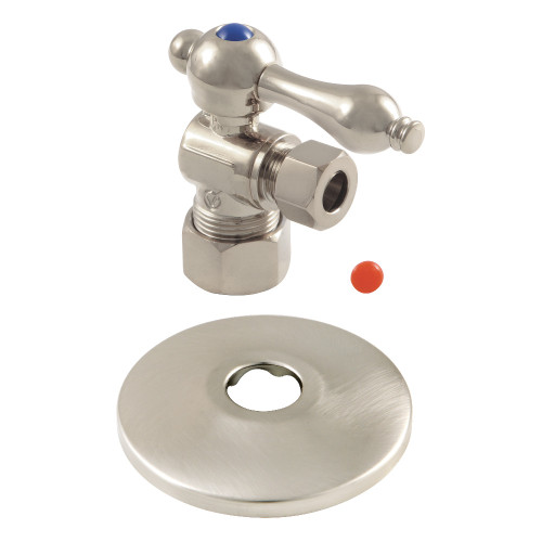 Kingston Brass CC53308K Quarter Turn Valve with Flange (5/8" X 3/8" OD Compression), Brushed Nickel