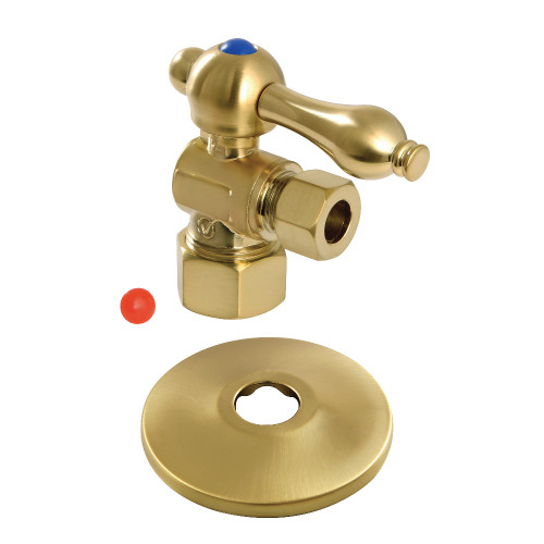 Kingston Brass CC53307K Quarter Turn Valve with Flange (5/8" X 3/8" OD Compression), Brushed Brass