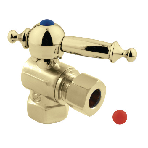 Kingston Brass CC33102TL 3/8" IPS X 3/8" OD Comp Angle Stop Valve, Polished Brass