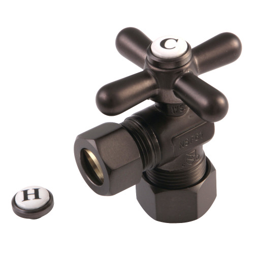 Kingston Brass CC54405X 5/8" OD Comp X 1/2" OD Comp Angle Stop Valve, Oil Rubbed Bronze