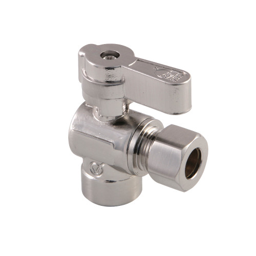 Kingston Brass KF4320SN 1/2" Sweat x 3/8" OD Comp Angle Stop Valve, Brushed Nickel