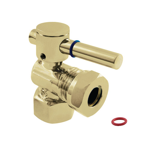 Kingston Brass CC44102DL 1/2" FIP X 1/2" or 7/16" Slip Joint Angle Stop Valve, Polished Brass