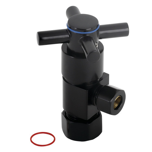 Kingston Brass CD53300DX Concord 5/8" O.D x 3/8" O.D Anti-Seize Deluxe Quarter Turn Ceramic Hardisc Cartridge Angle Stop, Matte Black