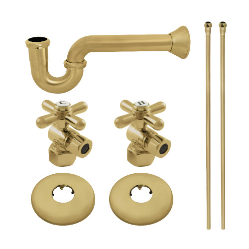 Kingston Brass KPK207 Gourmet Scape Plumbing Supply Kit with 1-1/2" P-Trap - 1/2" IPS Inlet x 3/8" Comp Oulet, Brushed Brass