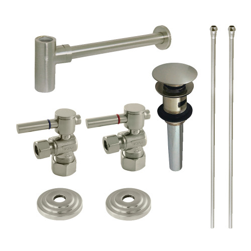 Kingston Brass CC53308DLTRMK2 Plumbing Sink Trim Kit with Bottle Trap and Overflow Drain, Brushed Nickel