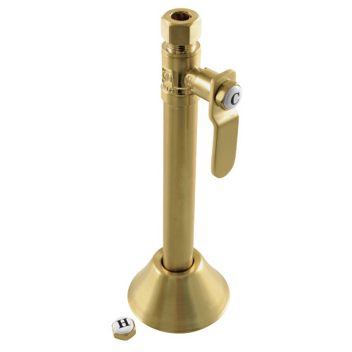 Kingston Brass CA8325BB Whitaker 1/2" Sweat x 3/8" O.D. Comp Straight Stop Valve with 5" Extension, Brushed Brass