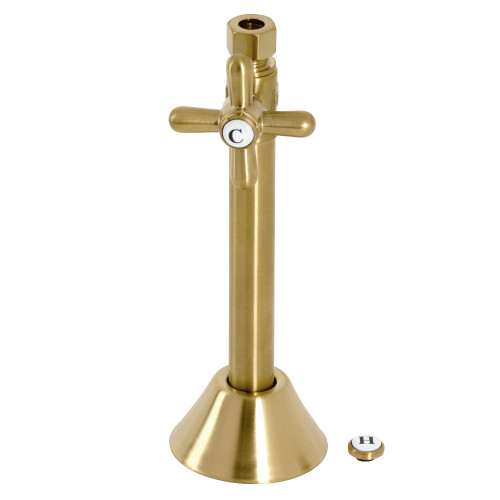 Kingston Brass CC83257X 1/2" Sweat x 3/8" OD Comp Straight Shut-Off Valve with 5" Extension, Brushed Brass