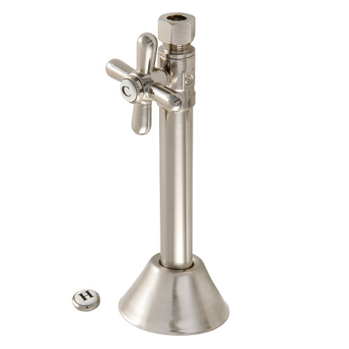 Kingston Brass CC83258X 1/2" Sweat x 3/8" OD Comp Straight Shut-Off Valve with 5" Extension, Brushed Nickel