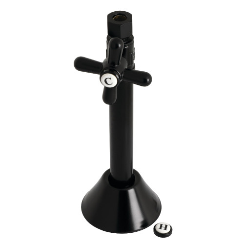 Kingston Brass CC83250X 1/2" Sweat x 3/8" OD Comp Straight Shut-Off Valve with 5" Extension, Matte Black