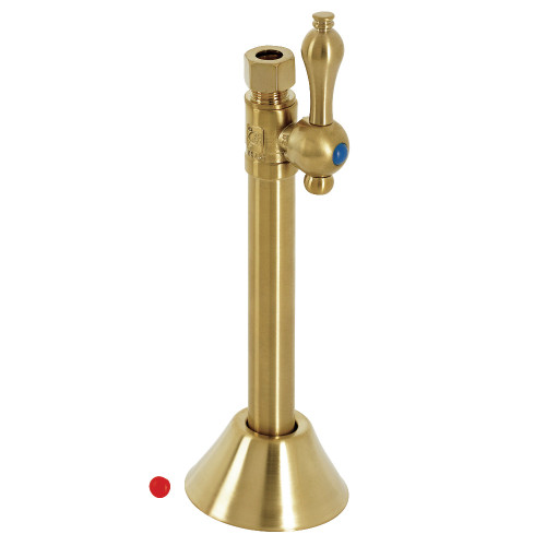 Kingston Brass CC83257 1/2" Sweat x 3/8" OD Comp Straight Shut-Off Valve with 5" Extension, Brushed Brass