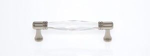 JVJ Polished Nickel 96 mm (3.78") C/C Faceted 31% Leaded Crystal Door Pull - 32414