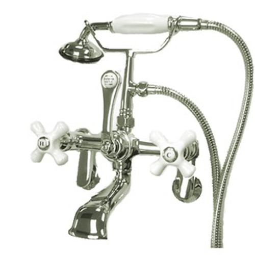 Kingston Brass Wall Mount Clawfoot Tub Filler Faucet with Hand Shower - Polished Chrome CC60T1