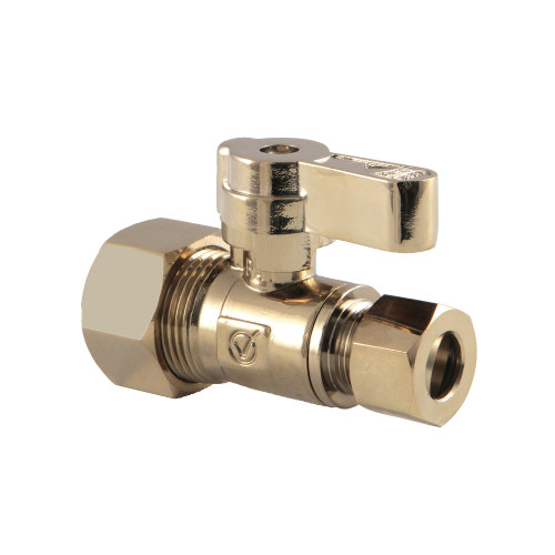 Kingston Brass  KF5335PB 5/8" OD x 3/8" OD Comp Straight Stop Valve, Polished Brass