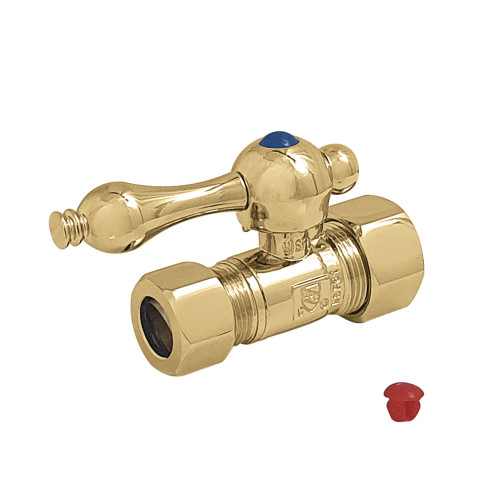 Kingston Brass CC44452 5/8" OD Comp X 1/2" OD Comp Straight Shut-Off Valve, Polished Brass