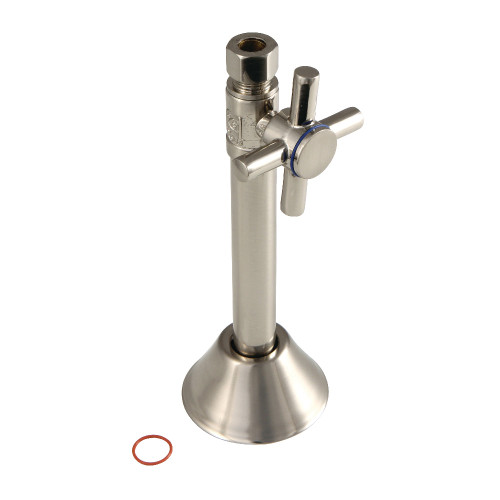 Kingston Brass CC83258DX Concord 1/2" Sweat x 3/8" O.D. Comp Straight Shut Off Valve with 5" Extension, Brushed Nickel