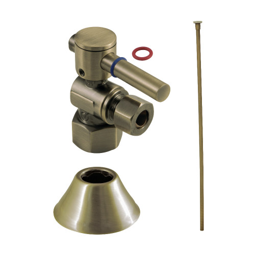 Kingston Brass CC43103DLTKF20 Modern Plumbing Toilet Trim Kit, 1/2" IPS x 3/8" O.D. Comp, Antique Brass