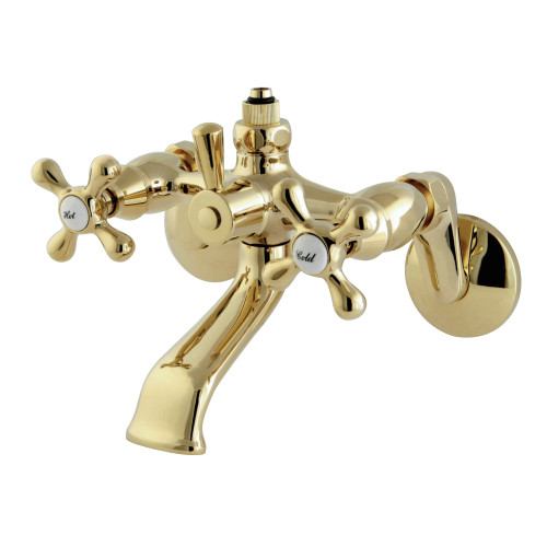 Kingston Brass CC2662 Vintage Wall Mount Tub Faucet with Riser Adaptor, Polished Brass