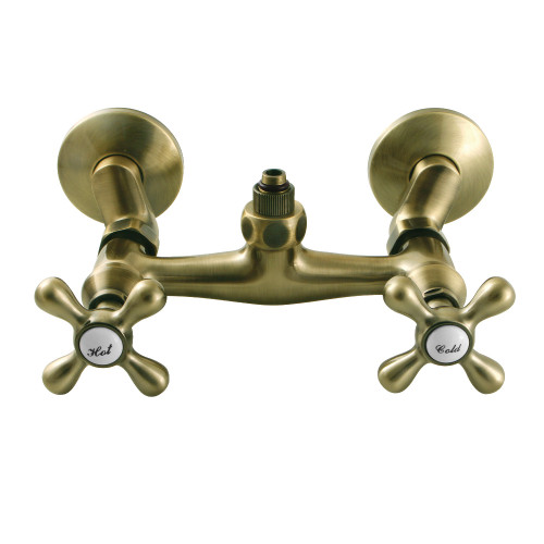 Kingston Brass  CC2133 Vintage Wall Mount Tub Faucet Body with Riser Adapter, Antique Brass