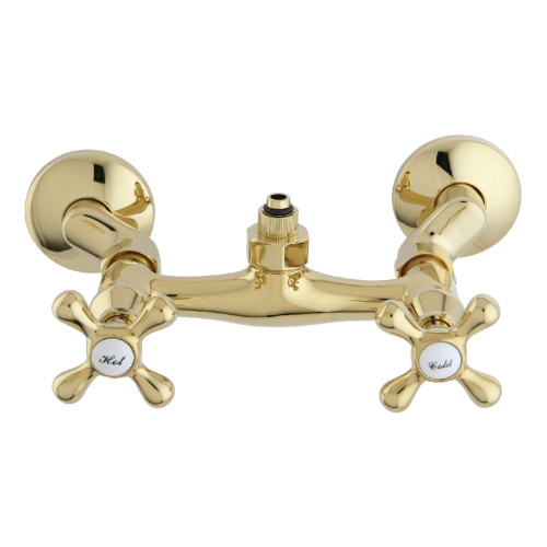 Kingston Brass CC2132 Vintage Wall Mount Tub Faucet Body with Riser Adapter, Polished Brass