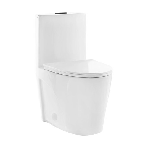 Swiss Madison SM-1T254HB St. Tropez One Piece Elongated Toilet Dual Vortex Flush - Black Hardware