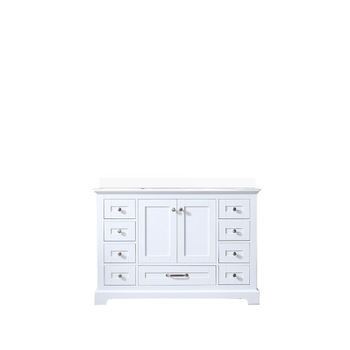 Lexora LD342248SAWQ000 Dukes 48" White Single Vanity Cabinet, White Quartz Top, White Square Sink and no Mirror