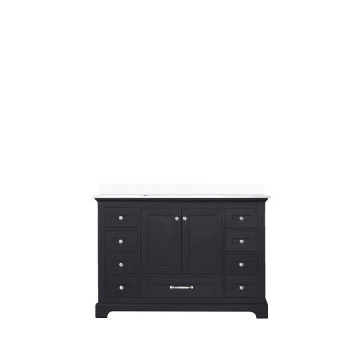 Lexora LD342248SGWQ000 Dukes 48" Espresso Single Vanity Cabinet, White Quartz Top, White Square Sink and no Mirror