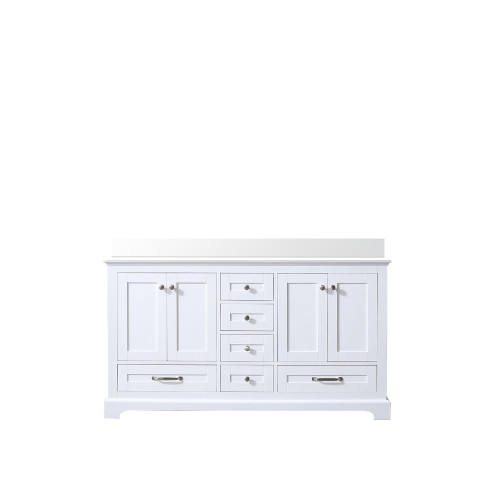Lexora LD342260DAWQ000 Dukes 60" White Double Vanity Cabinet, White Quartz Top, White Square Sinks and no Mirror