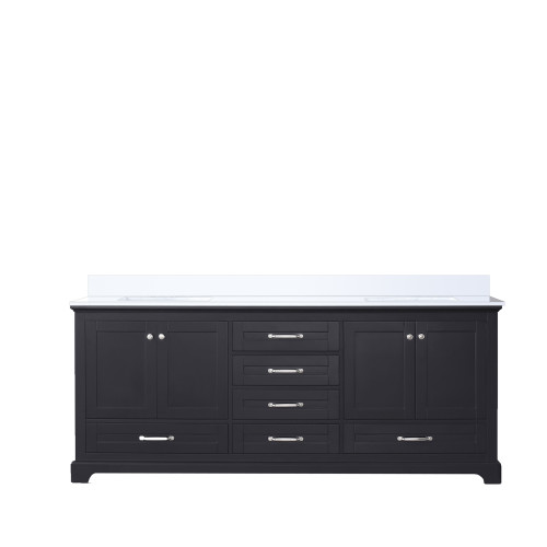 Lexora LD342280DGWQ000 Dukes 80" Espresso Double Vanity Cabinet, White Quartz Top, White Square Sinks and no Mirror