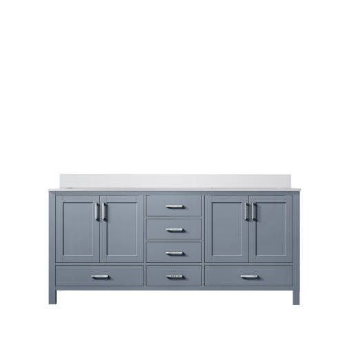 Lexora Jacques 60" Dark Grey Double Vanity Cabinet, White Quartz Top, White Square Sinks and no Mirror