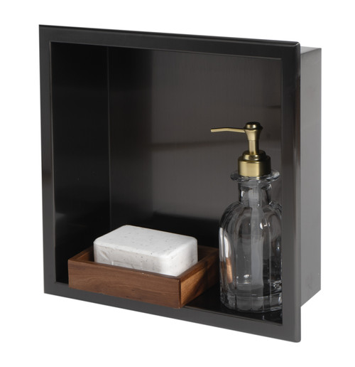 Alfi  ABNP1212-BB 12" x 12" Brushed Black PVD Stainless Steel Square Single Shelf Shower Niche