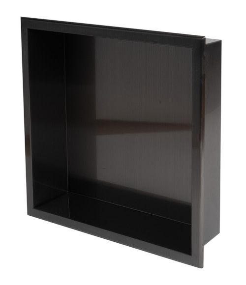 Alfi ABNP1616-BB 16" x 16" Brushed Black PVD Steel Square Single Shelf Shower Niche