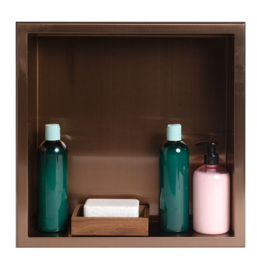 ALFI 16" x 16" Brushed Copper PVD Steel Square Single Shelf Shower Niche - ABNP1616-BC