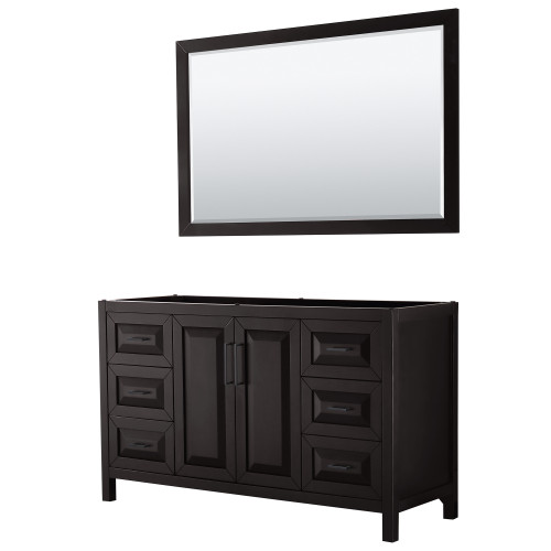 Wyndham WCV252560SEBCXSXXM58 Daria 60 Inch Single Bathroom Vanity in Dark Espresso, No Countertop, No Sink, Matte Black Trim, 58 Inch Mirror
