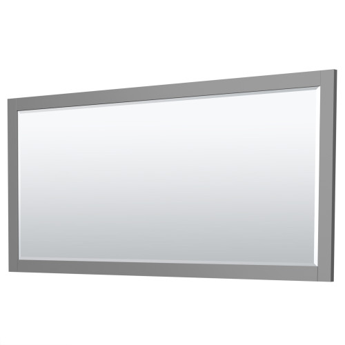 Wyndham WCF292984DKGWCUNSM70 Miranda 84 Inch Double Bathroom Vanity in Dark Gray, White Cultured Marble Countertop, Undermount Square Sinks, Brushed Nickel Trim, 70 Inch Mirror