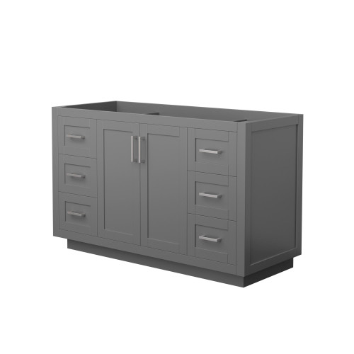 Wyndham WCF292954SKGCXSXXMXX Miranda 54 Inch Single Bathroom Vanity in Dark Gray, No Countertop, No Sink, Brushed Nickel Trim